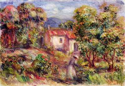 Woman Picking Flowers in the Garden of Les Colettes at Cagnes by Pierre Auguste Renoir